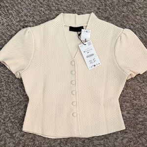 NWT Zara Textured Knit Jacket - Ecru - M